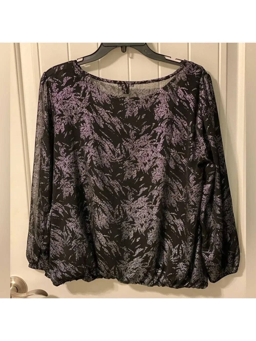 ANN TAYLOR Factory - Black/silver Shear Top with Solid Black Tank Size PM